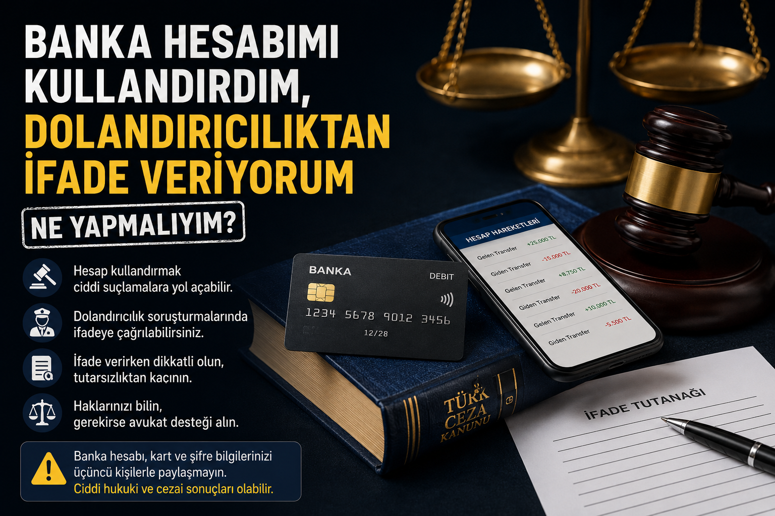 Banka Hesabımı Kullandırdım, Dolandırıcılıktan İfade Veriyorum Ne Yapmalıyım?